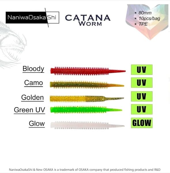 NaniwaOsakaShi Catana Worm 8cm Golden 10Pcs - 2