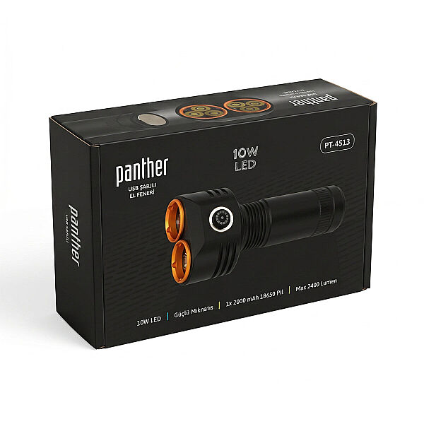 PANTHER PT-4513 USB ŞARJLI EL FENERİ (100) - 4