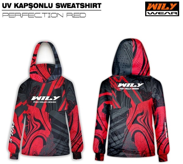 Wily Uv Balıkçı T-Shirt Kapşonlu L Kırmızı - 1